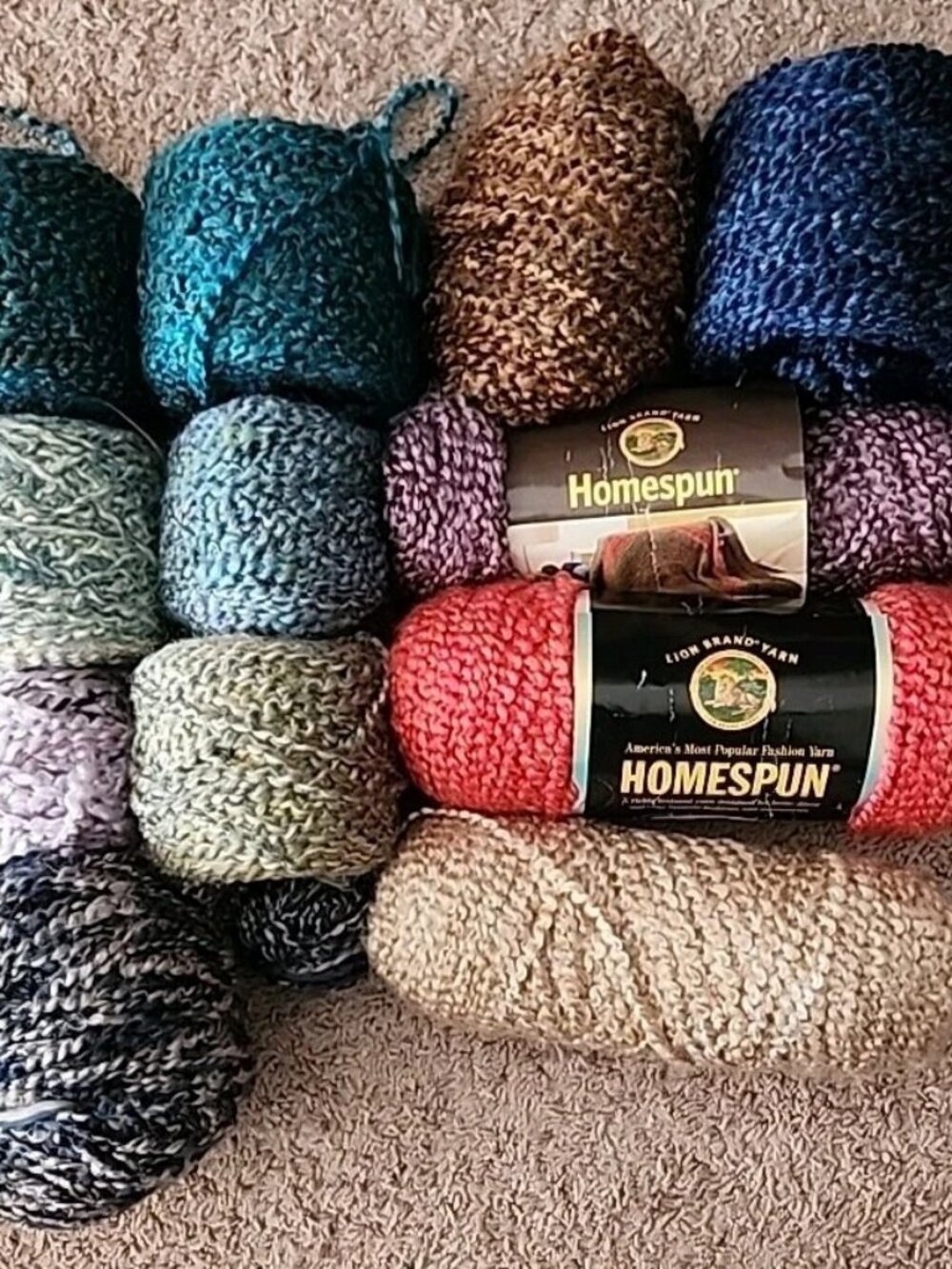 Lion Brand Yarn Homespun Multiple Skeins Lot Crochet Knitting